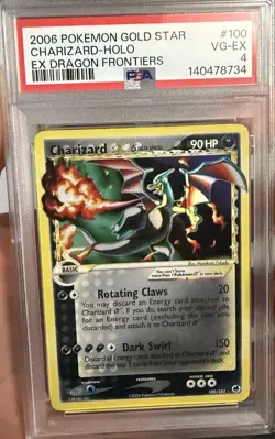 Pokemon Charizard Gold Star EX Dragon Frontiers Holo Ultra Rare Card #100 PSA 4 - Image 1
