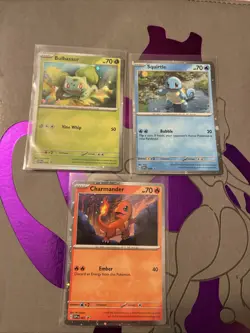 Pokemon SV 151 Black Star Promo Poster Collection Charmander Squirtle Bulbasaur - Image 1