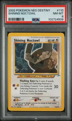 Shining Noctowl 2002 Pokemon Neo Destiny PSA 8 #110 - Image 1