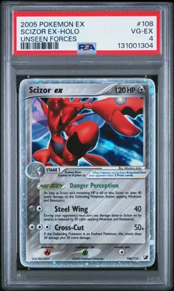 2005 POKEMON EX UNSEEN FORCES #108 SCIZOR EX-HOLO PSA 4 - Image 1