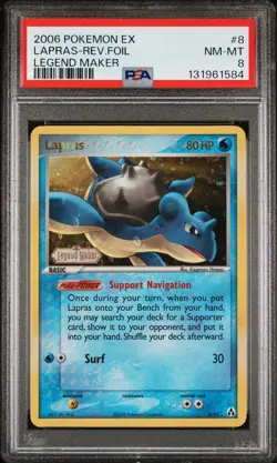 2006 POKEMON EX LEGEND MAKER #8 LAPRAS-REVERSE FOIL PSA 8 - Image 1