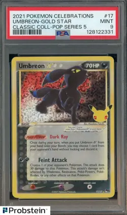 Umbreon Gold Star 2021 Pokemon Celebrations Classic Coll - Pop Series 5 PSA 9 - Image 1