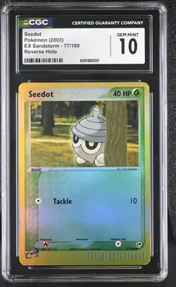 CGC 10 GEM MINT Seedot 2003 EX Sandstorm 77/100 Reverse Holo Pokemon Card - Image 1