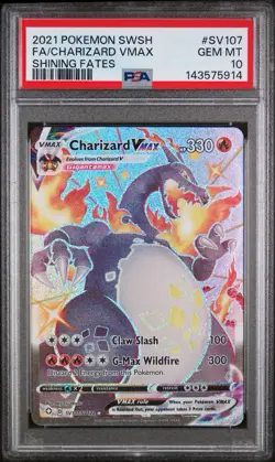 PSA 10 Charizard VMAX Shining Fates Full Art SV107/SV122 Pokemon Card FA 2021 - Image 1