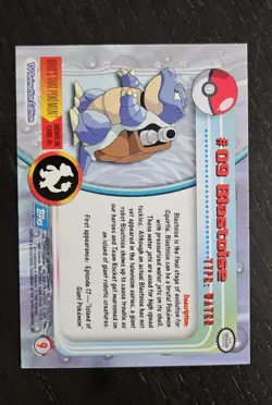 BLASTOISE - POKEMON TOPPS AUTHENTIC CARD #09 NM first print blue logo NON HOLO - Image 2
