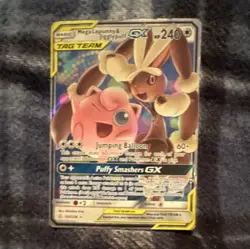 Pokemon Mega Lopunny & Jigglypuff GX 165/236 Cosmic Eclipse TAG TEAM Holo 240 HP - Image 1