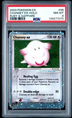 2003 POKEMON EX RUBY & SAPPHIRE #96 CHANSEY EX-HOLO PSA 8 - Image 1