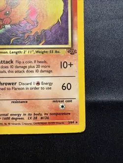 Flareon #3 First Edition English Pokemon Jungle Vintage 1999 Played - Image 4