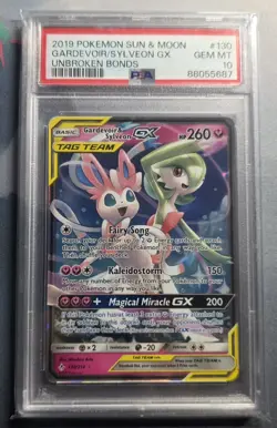 2019 POKEMON SUN & MOON UNBROKEN BONDS #130 GARDEVOIR & SYLVEON GX PSA 10 - Image 1