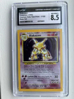 1999 Pokemon Alakazam Cosmos Holo Test Print CGC 8.5 - Image 1