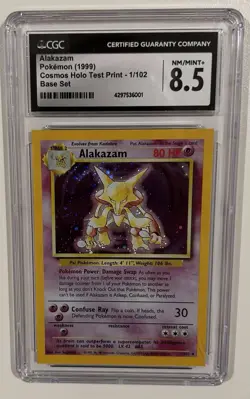 1999 Pokemon Alakazam Cosmos Holo Test Print CGC 8.5 - Image 2