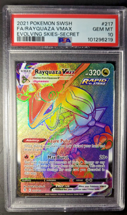 2021 Pokemon Evolving Skies Rayquaza VMAX Full Art Secret Rare #217/203 PSA 10 - Image 1