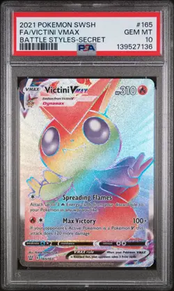 2021 POKEMON SWORD & SHIELD BATTLE STYLES SECRET FULL ART/VICTINI VMAX PSA 10 - Image 1