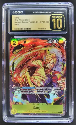 2024 ONE PIECE CCG SANJI BANDAI GAMES FEST RARE OP03-102 CGC 10 PRISTINE A PT - Image 1