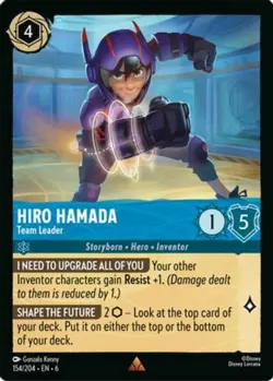 1x Hiro Hamada - Team Leader - 154/204 - Rare - Cold Foil NM-Mint Disney Lorcana - Image 1