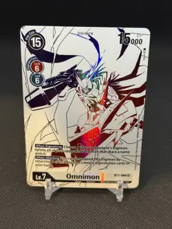 ✨Omnimon BT1-084 SR Alt Art Double Diamond Holo Digimon Card Ghost Rare Mint - Image 1