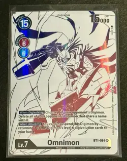 ✨Omnimon BT1-084 SR Alt Art Double Diamond Holo Digimon Card Ghost Rare Mint - Image 2