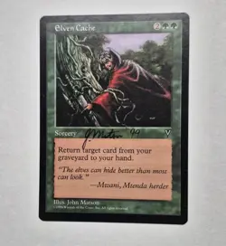 UNPLAYED SIGNED NM Elven Cache Visions MtG Magic EDH CUBE JOHN MATSON VINTAGE - Image 1