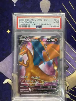 2020 Pokemon Charizard SWSH BSP V CHMPN. Path Elite TRNR.Box #050 PSA 9 Mint - Image 1