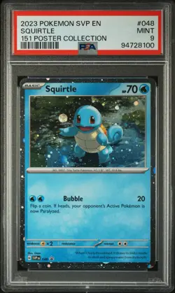 2023 POKEMON SVP EN-SV BLACK STAR PROMO 151 POSTER COLL #048 SQUIRTLE PSA 9 - Image 1