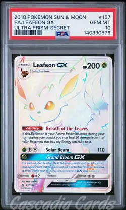 PSA 10 Leafeon GX Full Art Rainbow 157/156 Ultra Prism Pokemon - Image 1