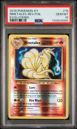 2016 POKEMON XY EVOLUTIONS #15 NINETALES-REVERSE FOIL PSA 10 - Image 1