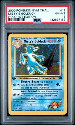 2000 POKEMON GYM CHALLENGE HOLO-1ST ED #12 MISTY'S GOLDUCK PSA 8 - Image 1