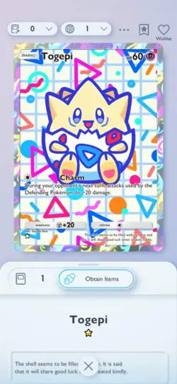 [English] Togepi | Full Art | 1 Star ⭐ | Pokemon TCG Pocket Trade - Image 1