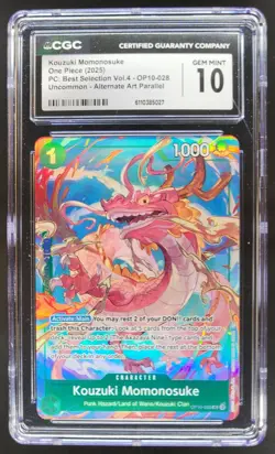 2025 ONE PIECE CCG KOUZUKI MOMONOSUKE ALT ART OP10-028 CGC 10 A PT - Image 1