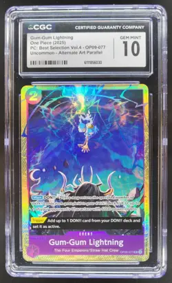 2025 ONE PIECE CCG GUM-GUM LIGHTNING ALT ART OP09-077 CGC 10 A PT - Image 1