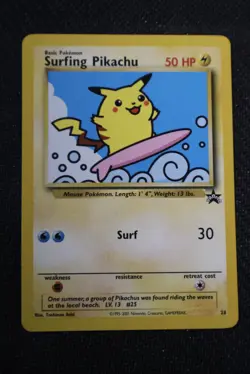 Pokemon Card - Surfing Pikachu WoTC Black Star Promo 28 Promo (LP) - Image 1