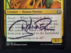MTG Renegade Rallier-Artist Signed (Kieran Yanner) - Aether Revolt #133 - Image 2