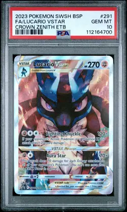 Fa/Lucario Vstar Pokemon Swsh Black Star Promo 291 PSA 10 - Image 1