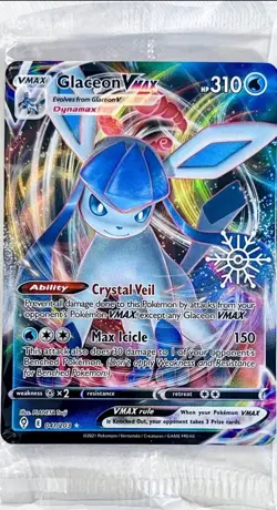 Glaceon VMAX 041/203 Black Star Promo SNOWFLAKE STAMP Pokemon TCG 2021 SEALED - Image 1