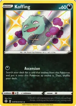 Pokemon TCG Koffing Shining Fates: Shiny Vault SV076/SV122 Shiny Holo Rare NM - Image 1