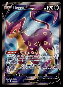 Pokemon TCG SWSH06: Chilling Reign #180/198 Liepard V (Full Art) Holo NM - Image 1
