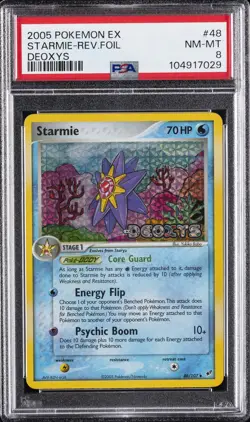 2005 POKEMON EX DEOXYS #48 STARMIE-REVERSE FOIL PSA 8 - Image 1