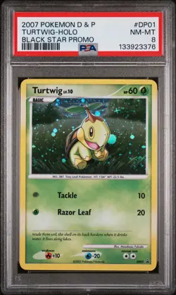 2007 POKEMON DIAMOND & PEARL BLACK STAR PROMO #DP01 TURTWIG-HOLO PSA 8 - Image 1