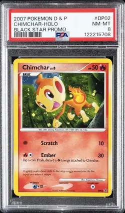 2007 POKEMON DIAMOND & PEARL BLACK STAR PROMO #DP02 CHIMCHAR-HOLO PSA 8 - Image 1