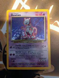 Pokemon Mewtwo TCG Base Set Holo Unlimited Rare Card 10/102 - Image 1