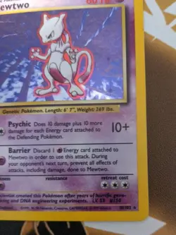 Pokemon Mewtwo TCG Base Set Holo Unlimited Rare Card 10/102 - Image 4