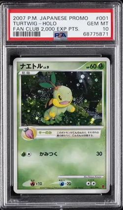 2007 POKEMON JPN PROMO FAN CLUB 2,000 EXP PTS. #001 TURTWIG-HOLO PSA 10 - Image 1