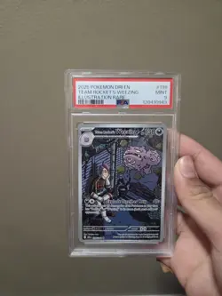 2025 POKEMON DESTINED RIVALS ILLUSTRATION RARE #199 TEAM ROCKET'S WEEZING PSA 9 - Image 1
