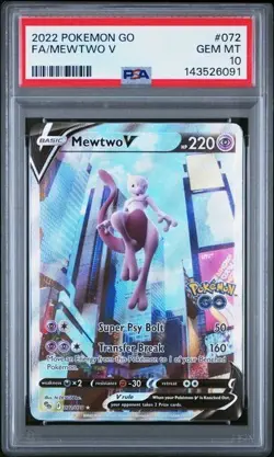 2022 Pokemon SWSH Pokemon GO Mewtwo V #072/078 PSA 10 Gem Mint - Image 1