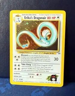 Pokemon TCG Erika's Dragonair Gym Heroes 4/132 Holo Unlimited Rare Half Swirl LP - Image 1