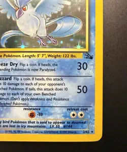 Articuno 2/62 Pokemon Fossil Holo Lightly Played LP - Image 4