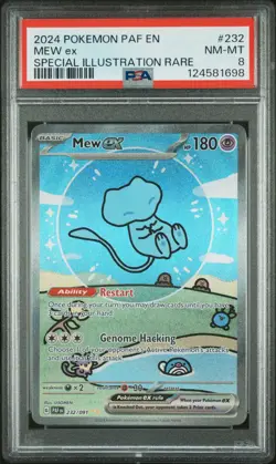 2024 POKEMON PAF EN-PALDEAN FATES SPECIAL ILLUSTRATION RARE #232 MEW EX PSA 8 - Image 1
