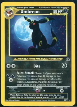 Umbreon HOLO RARE Pokemon Neo Discovery 13/75 LP-MP - Image 1