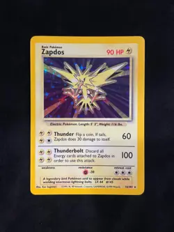 POKEMON TCG 1999 ZAPDOS 16/102 BASE SET HOLO RARE EN - LP - Image 1