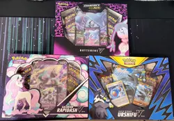 Pokemon TCG Galarian Rapidash V Hatterene V and UrshifuV Collection Box Lot of 3 820650808739 - Image 1